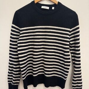 Equipment Black and White Striped Crewneck Sweater